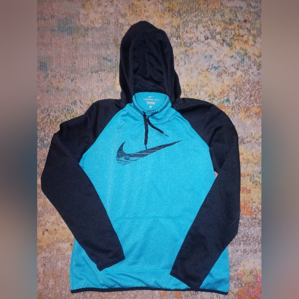 Nike Therma Fit Blue and Black Hoodie Sweater